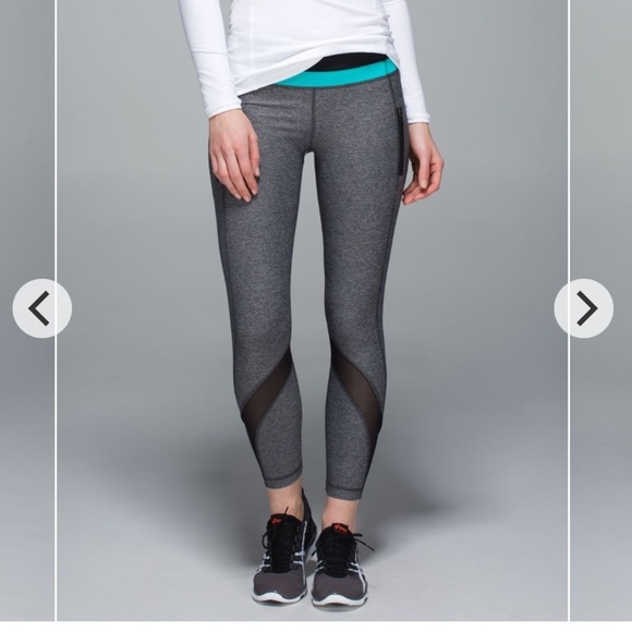 Lululemon Inspire Tight II (Mesh) Heathered Black full length zip bb - Picture 1 of 15